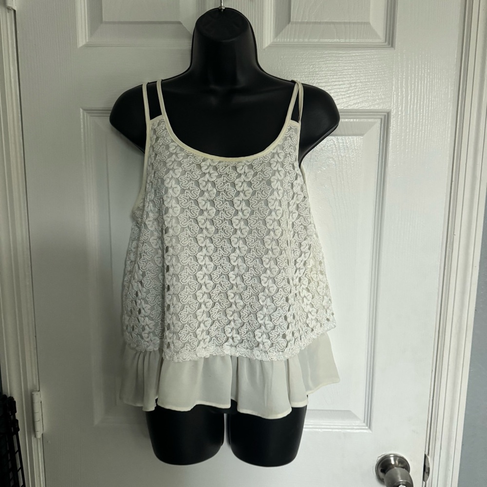 3 for $15 Design Lab Lord & Taylor White Lace Tank Top